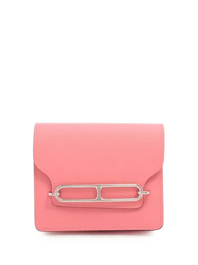 Pre-owned Hermes 2023 Evercolor Roulis Slim Wallet Small Wallets In Pink