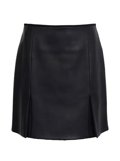 Pre-owned Hermes 2023 Front-slit Leather Mini Skirt In Black