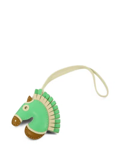 Pre-owned Hermes 2023 Geegee Camail Milo Bag Charm In Green