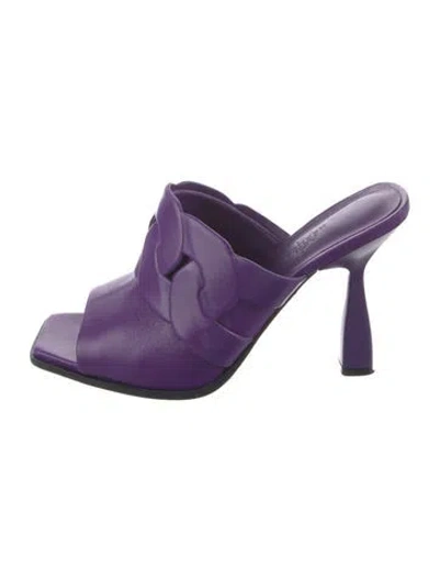Pre-owned Hermes 2023 Hanna 95 Mules In Purple