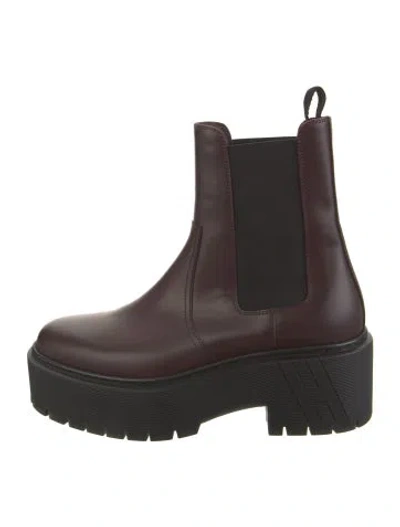 Pre-owned Hermes 2023 Harrow Chelsea Boots In Burgundy