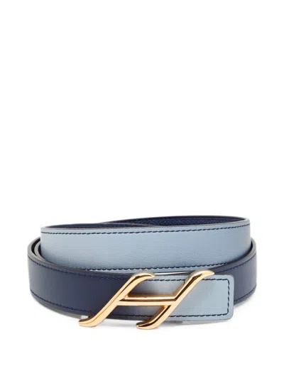 Pre-owned Hermes 2023 Hdn Reversible Belt In Blue