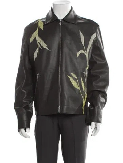 Pre-owned Hermes 2023 Herbier Perfore Moto Jacket In Gray