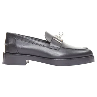 Pre-owned Hermes 2023 Hot Loafer Leather Palladium Kelly Buckle Chunky Shoes Eu38.5 In Gray