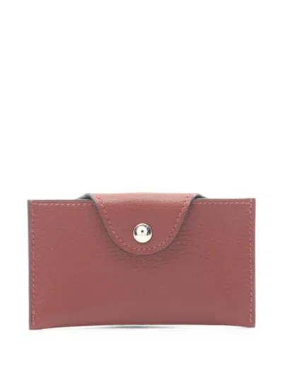 Pre-owned Hermes 2023 Iliade Leather Card Holder In Red