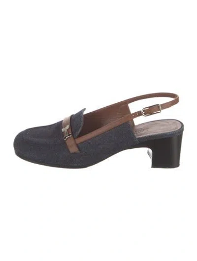 Pre-owned Hermes 2023 Infinie 50 Slingback Pumps In Blue