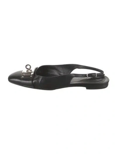 Pre-owned Hermes 2023 Innocente Slingback Flats In Black