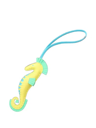 Pre-owned Hermes 2023 Ipo Seahorse Bag Charm In Yellow