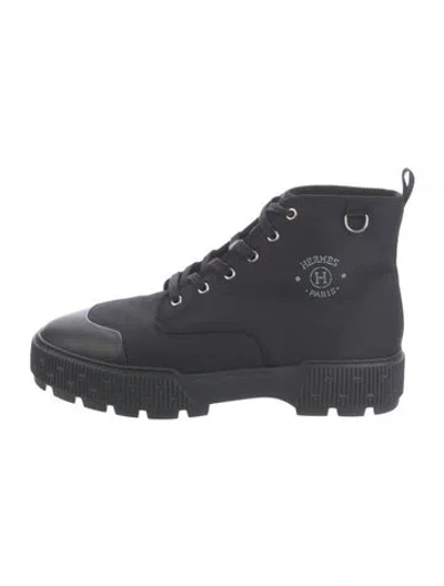 Pre-owned Hermes 2023 Itineraire Lace-up Boots In Black