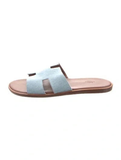 Pre-owned Hermes 2023 Izmir Slides In Blue