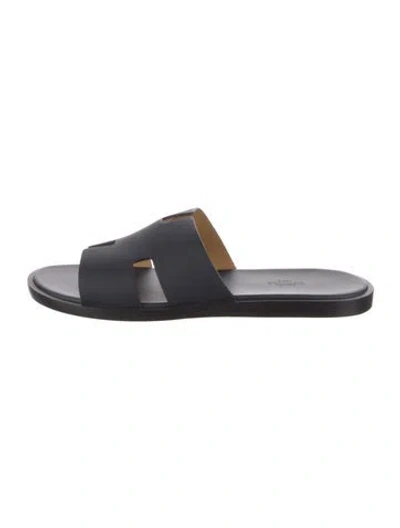 Pre-owned Hermes 2023 Izmir Slides In Blue