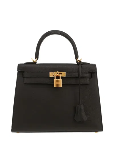 Pre-owned Hermes 2023 Kelly 25 Leather Tote Bag In Black