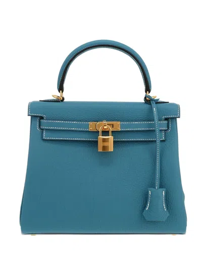 Pre-owned Hermes 2023 Kelly 25 Two-way Handbag In Blue