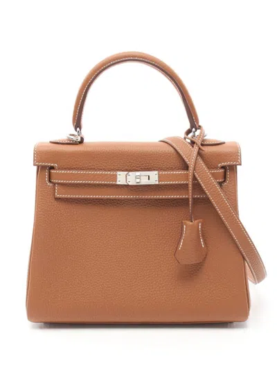 Pre-owned Hermes 2023 Kelly 25 Two-way Handbag In Brown