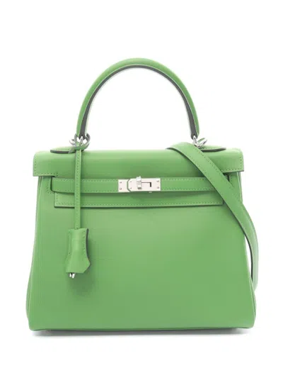 Pre-owned Hermes 2023 Kelly 25 Two-way Handbag In Green