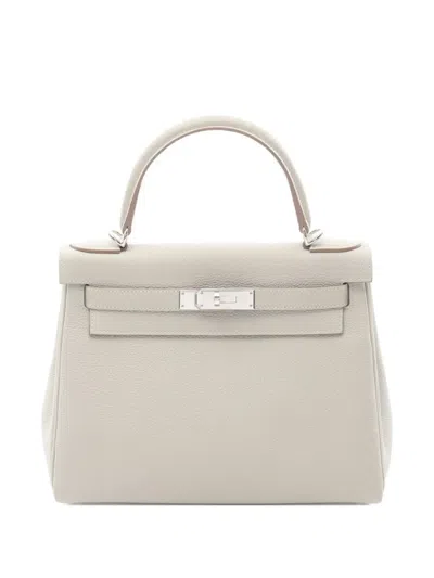 Pre-owned Hermes 2023 Kelly 28 Handbag In Gray