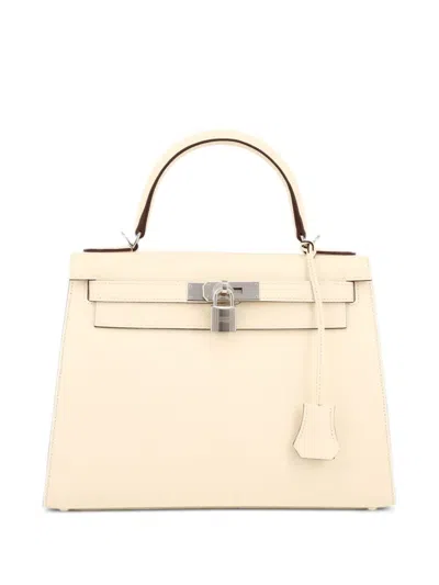 Pre-owned Hermes 2023 Kelly 28 Two-way Bag In White