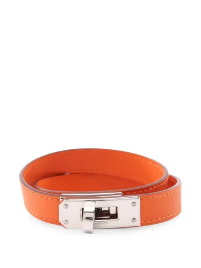 Pre-owned Hermes 2023 Kelly Double-tour Bracelet In Orange