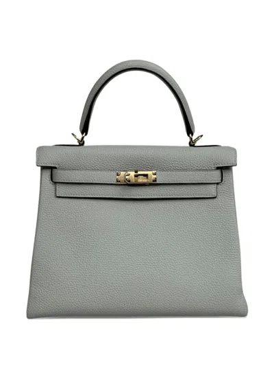 Pre-owned Hermes 2023 Kelly Retourne Handbag In Gray