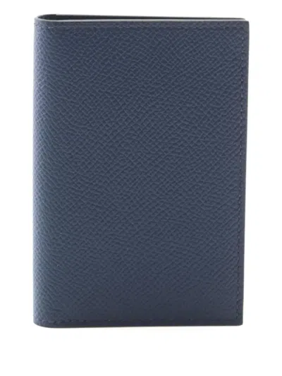 Pre-owned Hermes 2023 Leather Card Case In Blue