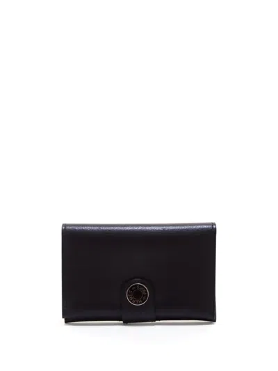 Pre-owned Hermes 2023 Logo Plaque Bi-fold Cardholder In Black