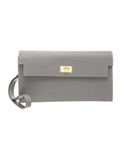 Pre-owned Hermes 2023 Madame Kelly Pocket Long Wallet In Gray