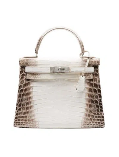 Pre-owned Hermes 2023 Matte Himalaya Niloticus Crocodile Diamond Kelly 28 In Neutral