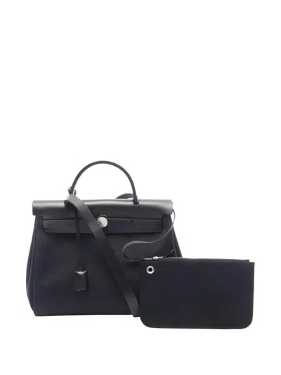 Pre-owned Hermes 2023 Military Toile And Vache Hunter Herbag Zip 31 Satchel In Black