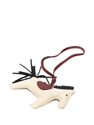 Pre-owned Hermes 2023 Milo Lambskin Grigri Rodeo Horse Bag Charm Pm Key Chain In Red