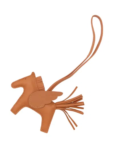 Pre-owned Hermes 2023 Milo Lambskin Grigri Rodeo Pegase Bag Charm Pm Key Chain In Brown