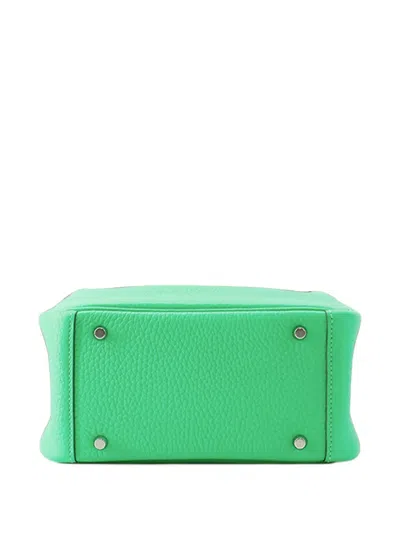 Pre-owned Hermes 2023 Mini Clemence Lindy 20 Satchel In Green