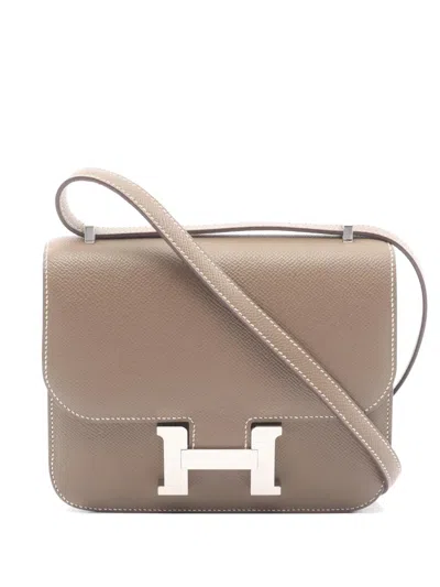 Pre-owned Hermes 2023 Mini Constance 3 Leather Shoulder Bag In Brown