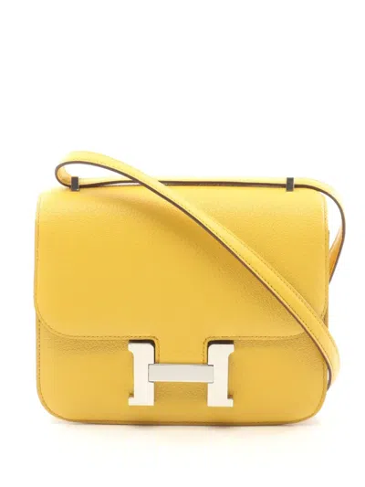Pre-owned Hermes 2023 Mini Constance 3 Shoulder Bag In 黄色