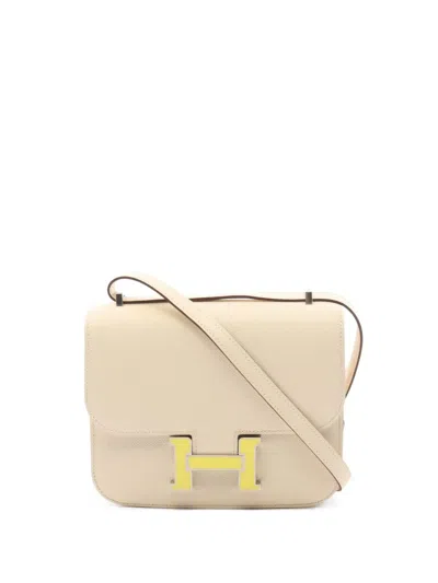 Pre-owned Hermes 2023 Mini Constance Iii Shoulder Bag In Neutrals