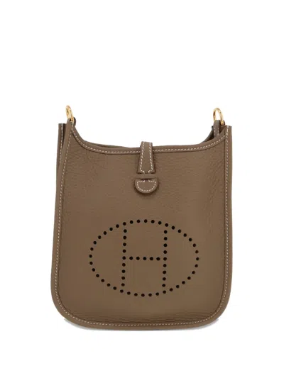 Pre-owned Hermes 2023 Mini Evelyne Crossbody Bag In Neutral