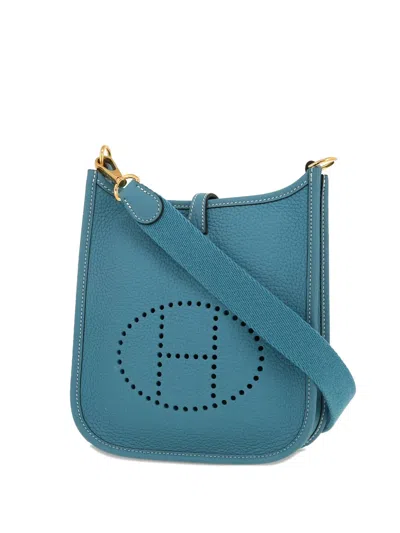 Pre-owned Hermes 2023 Mini Evelyne Shoulder Bag In Blue