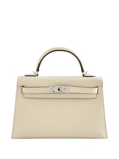 Pre-owned Hermes 2023 Mini Kelly Sellier 20 Handbag In Neutral