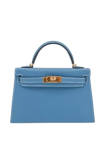 Pre-owned Hermes 2023 Mini Kelly Sellier 20 Tote Bag In Blue