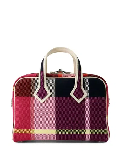 Pre-owned Hermes 2023 Mini Toile And Swift Victoria Iii Fourre Tout Satchel In Purple