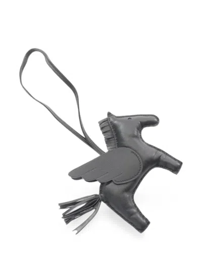 Pre-owned Hermes 2023 Mm Rodeo Pegasus Bag Charm In Black