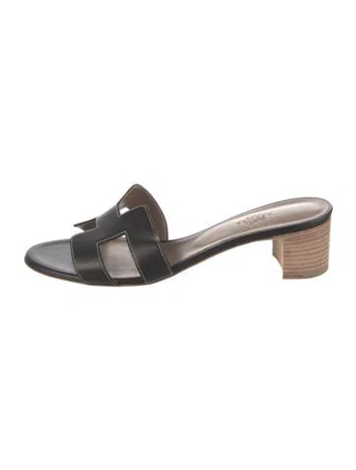 Pre-owned Hermes 2023 Oasis Slides In Black