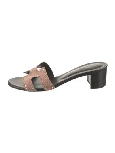Pre-owned Hermes 2023 Oasis Slides In Neutral