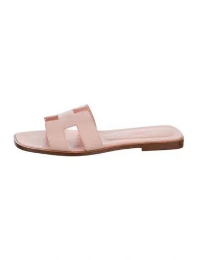 Pre-owned Hermes 2023 Oran Slides In Pink