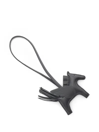 Pre-owned Hermes 2023 Pegasus Wings Leather Charm In Black