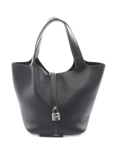 Pre-owned Hermes 2023 Picotane Mm Lock Tote Bag In Black