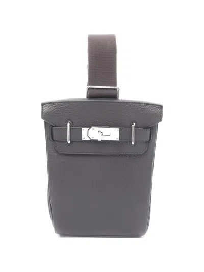 Pre-owned Hermes 2023 Pm Kelly Akkad Leather Backpack In Gray