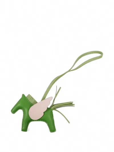 Pre-owned Hermes 2023 Pm Rodeo Pegase Bag Charm In Green