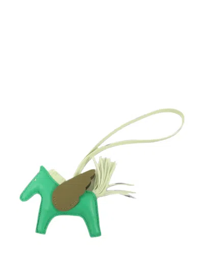 Pre-owned Hermes 2023 Pm Rodeo Pegase Charm In Green