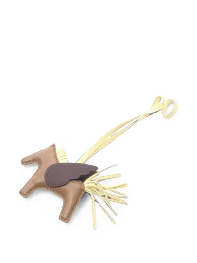 Pre-owned Hermes 2023 Pm Rodeo Pegasus Bag Charm In Brown