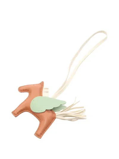 Pre-owned Hermes 2023 Pm Rodeo Pegasus Bag Charm In Neutral